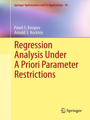 cover image of Regression Analysis Under a Priori Parameter Restrictions